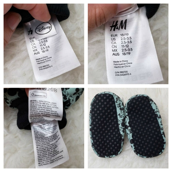 NWT H&M Mint Green Mickey MouseInfant Slippers - Picture 2 of 7